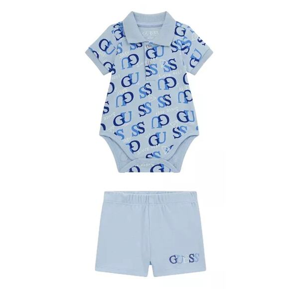GUESS Baby Boy Bodysuit & Shorts Set 0/3 Months White Cotton NWT - Picture 1 of 7